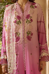 3 Piece Unstitched Embroidered Lawn Suit with Embroidered Chiffon Dupatta BM-52014